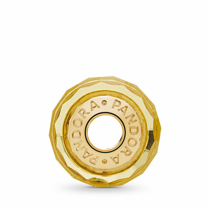 Pandora Golden Faceted Murano Glass Charm - 18ct Gold Plated/Glass/Gold - Canada | HY4311OB